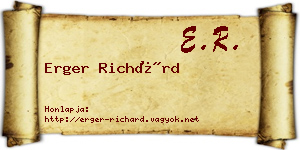 Erger Richárd névjegykártya
